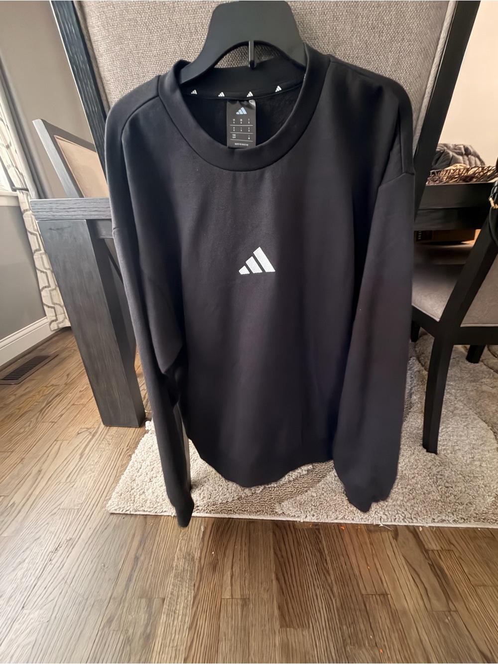 adidas Black Crewneck Sweatshirt with White Trefoil